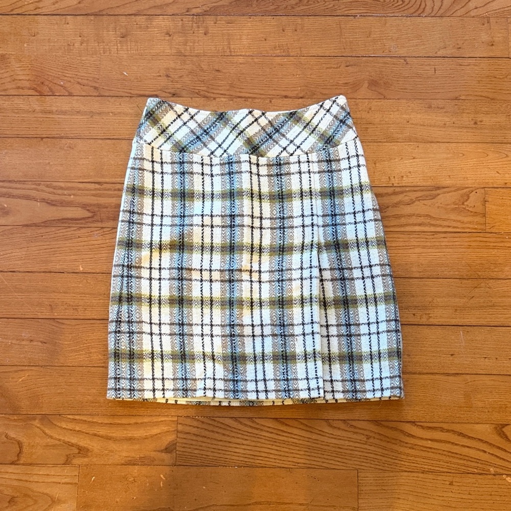 LOFT Blue and Yellow Plaid Mini Skirt